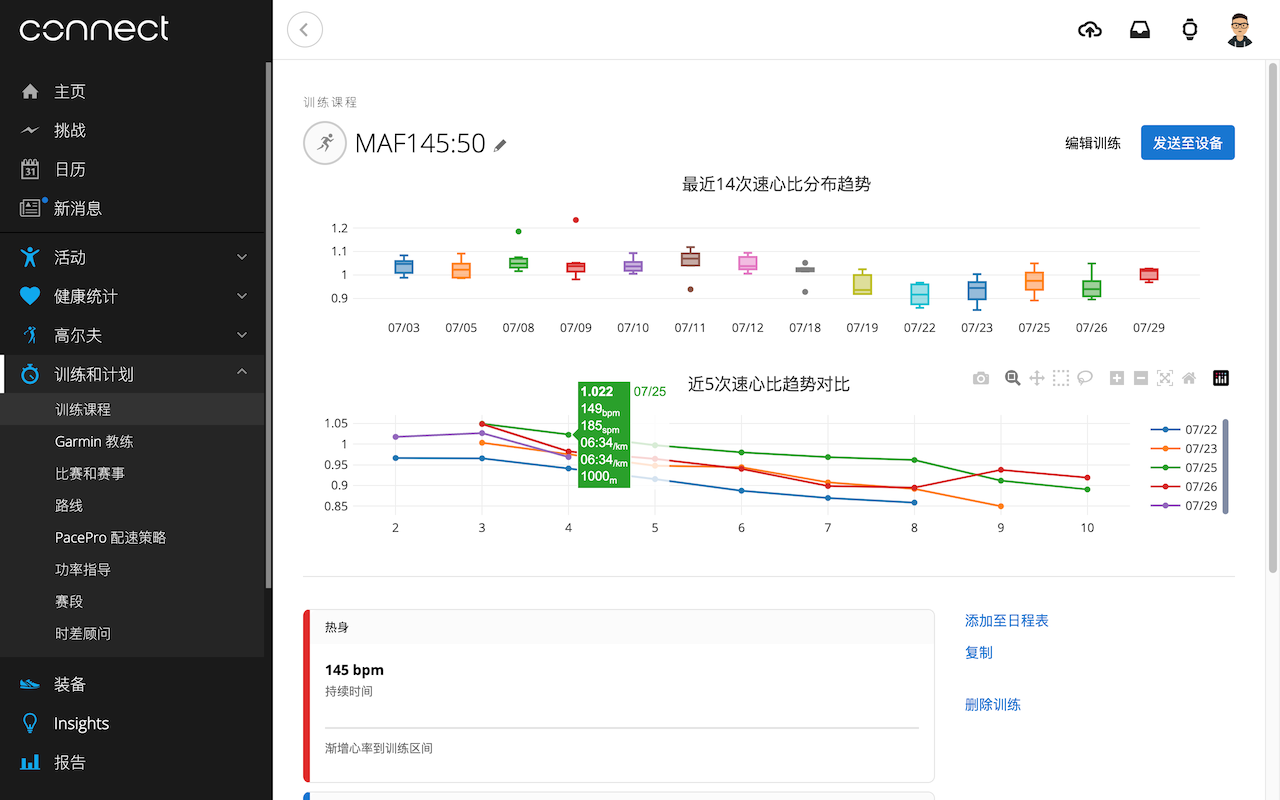 借助 Chrome 插件实现了 Garmin Connect 速心比可视化